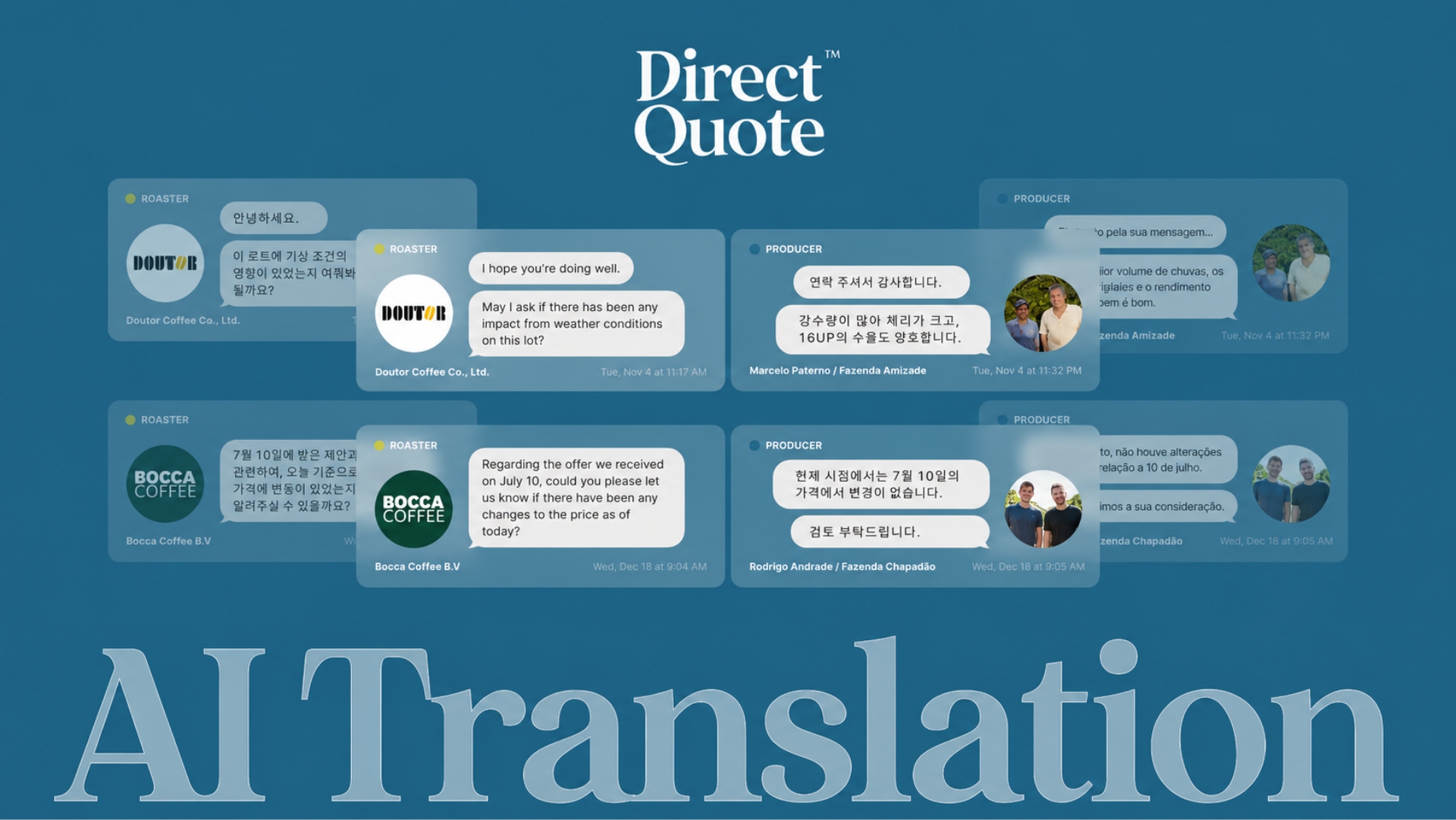 언어의 장벽을 넘어, AI 번역으로 커피 생산자와 직접 연결되다 | TYPICA Direct Quote™